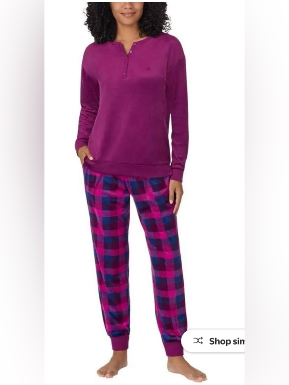 Nautica Womens Pajamas  Cozy Silky Fleece 2 Piece Long Sleeve Sleepwear Set XXL